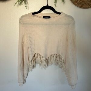 Cider Cream Knit Top with fringe size xs